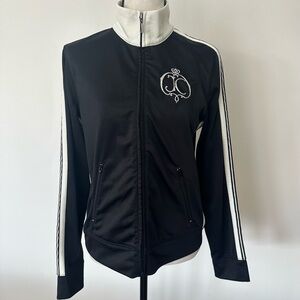 Juicy Couture Track Jacket Crown Logo Women’s Large Zip Black White Y2K Retro